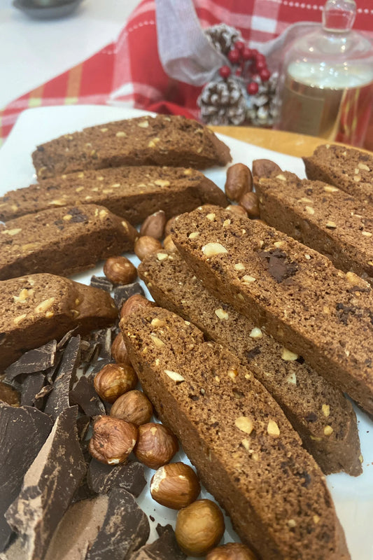 Chocolate biscotti with hazelnuts