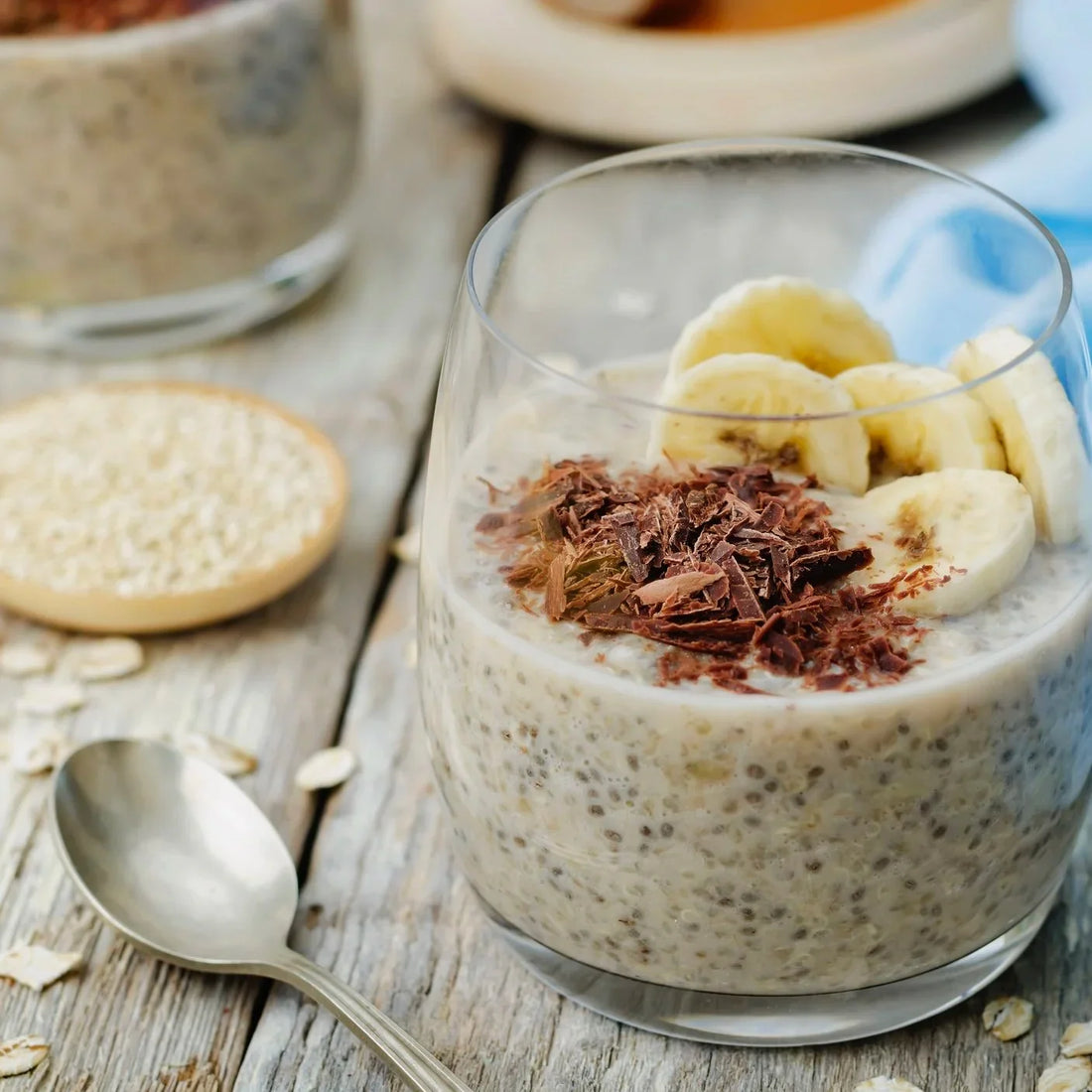 Creamy overnight quinoa with banana and chocolate