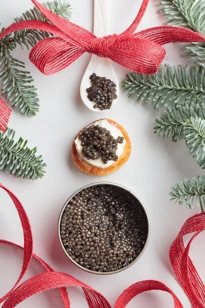 Beluga lentils used as caviar
