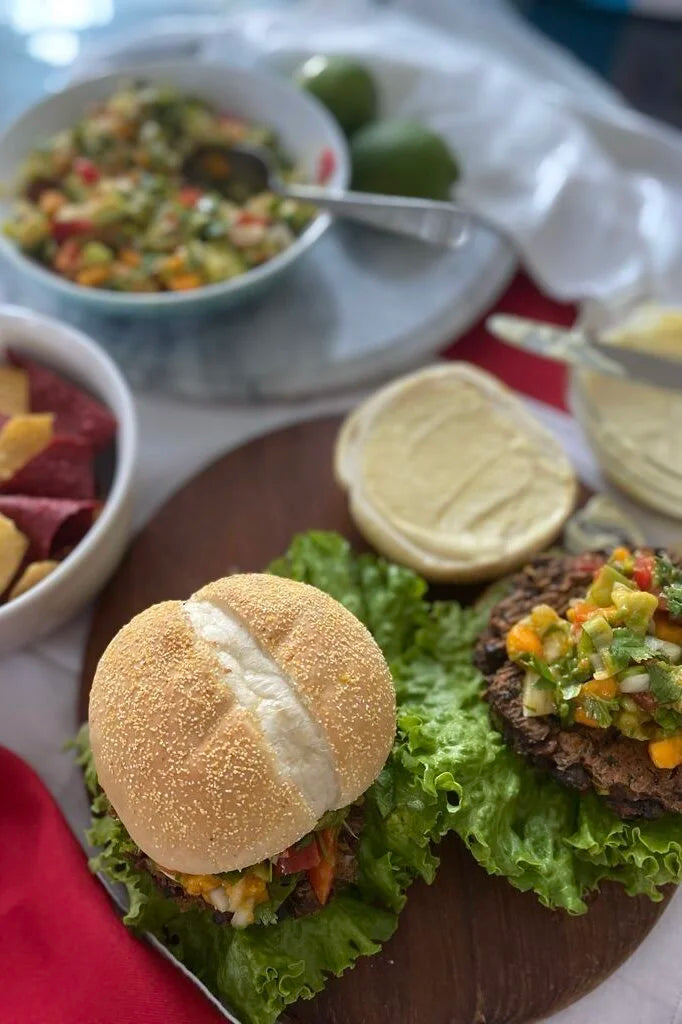 Black bean and mushroom burger