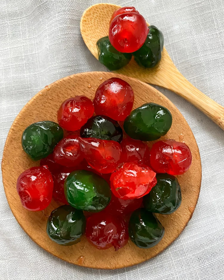Red & green cherries, whole & broken